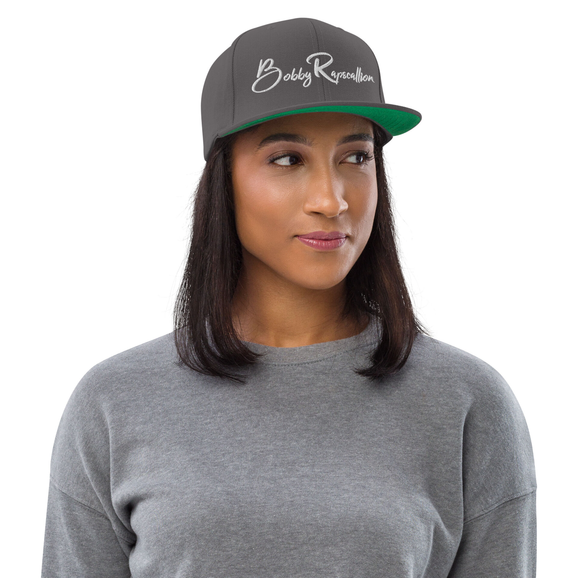 woman wearing BR1 Series White Signature Snapback